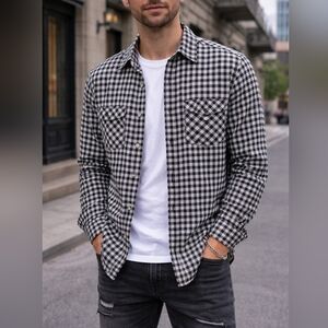 Denim & Supply Ralph Lauren Plaid Shirt Size S Black White Button Down